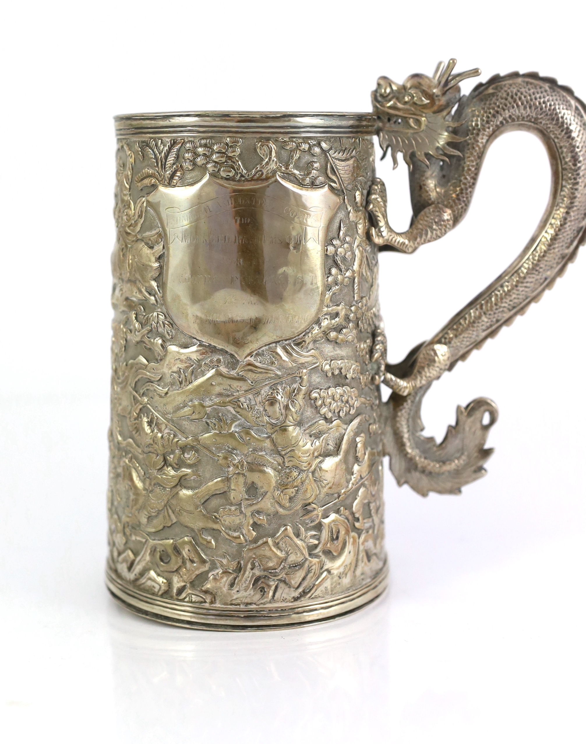 A 19th century Chinese silver mug, makers mark LC?